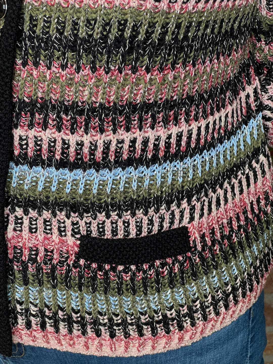 Oui Knit Jacket In black & Red