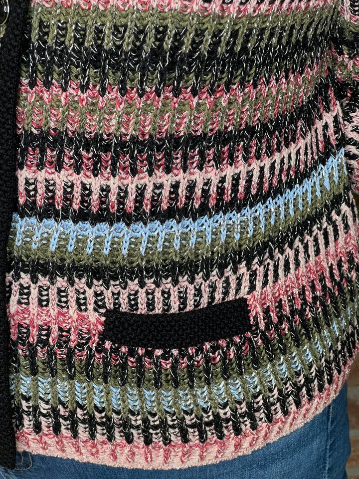 Oui Knit Jacket In black & Red