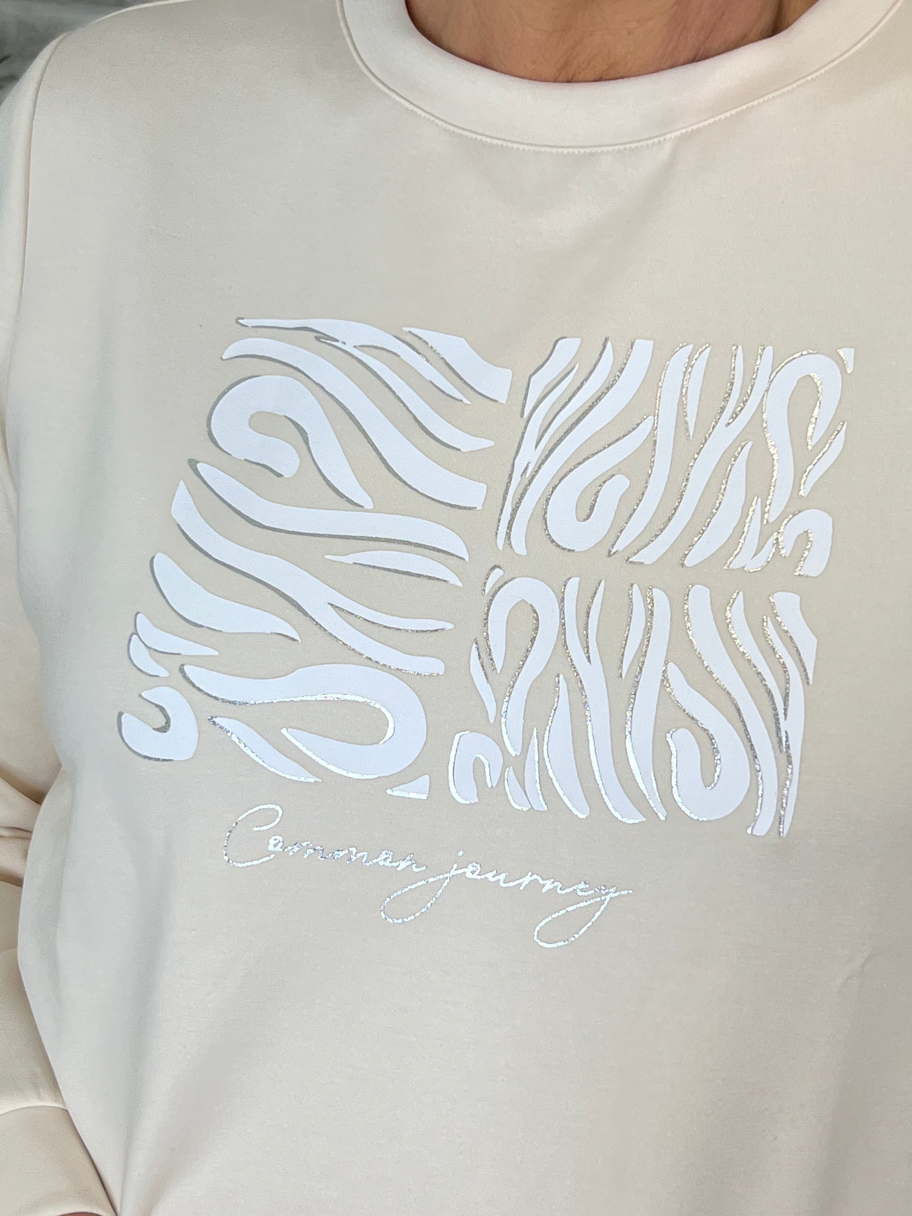 Street One Partprint Sweatshirt In Lucid White