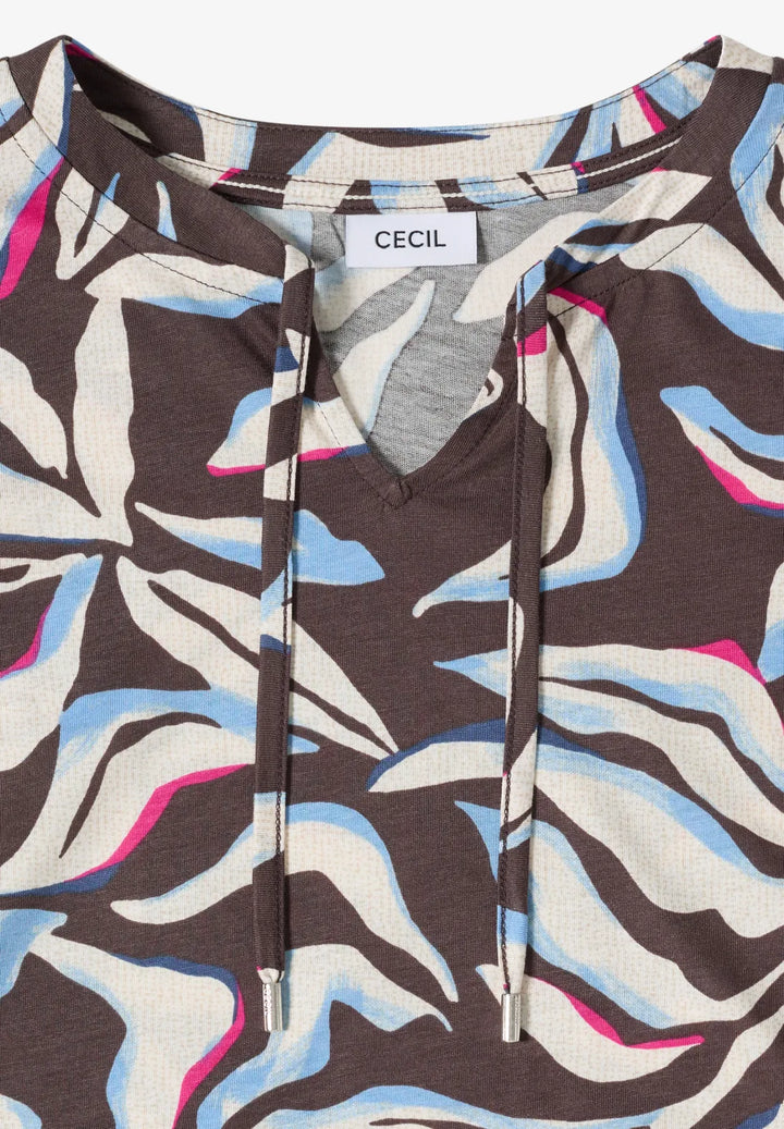 Cecil Multi Top With Tie In macchiato Brown