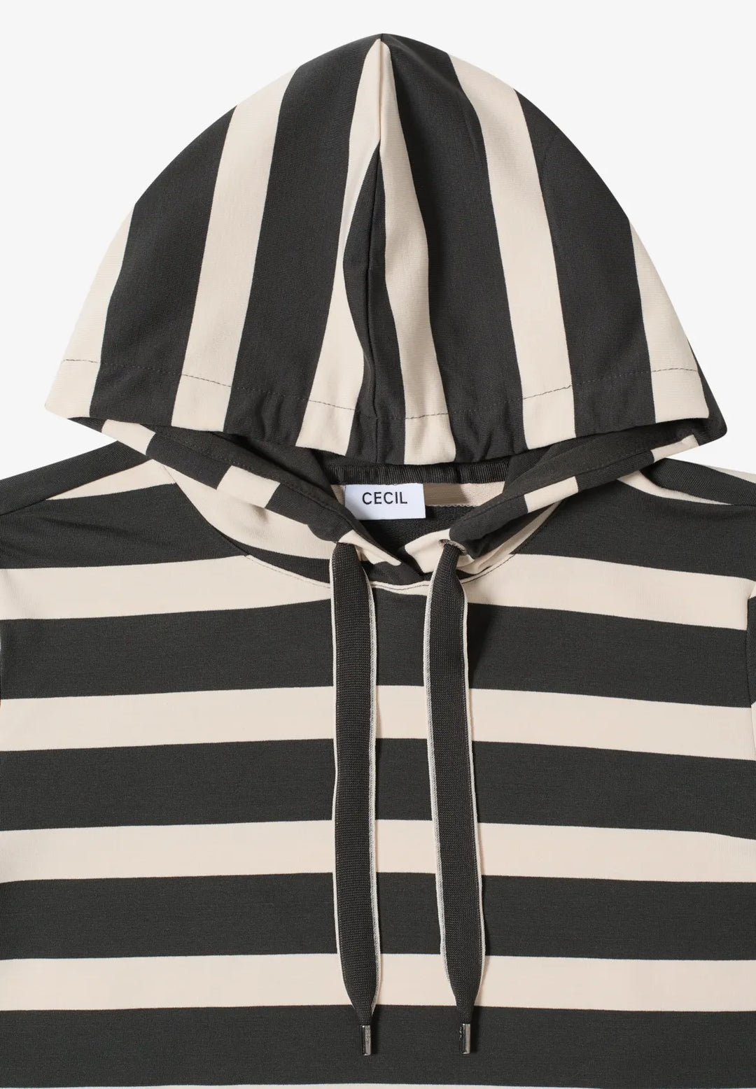 Cecil Striped Hoodie In Raw Khaki