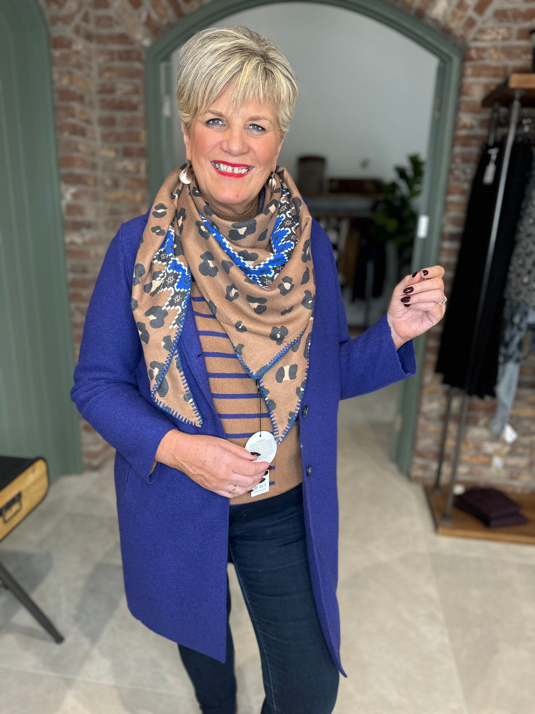 Oui Mayson Boiled Wool Coat In Blue Ribbon