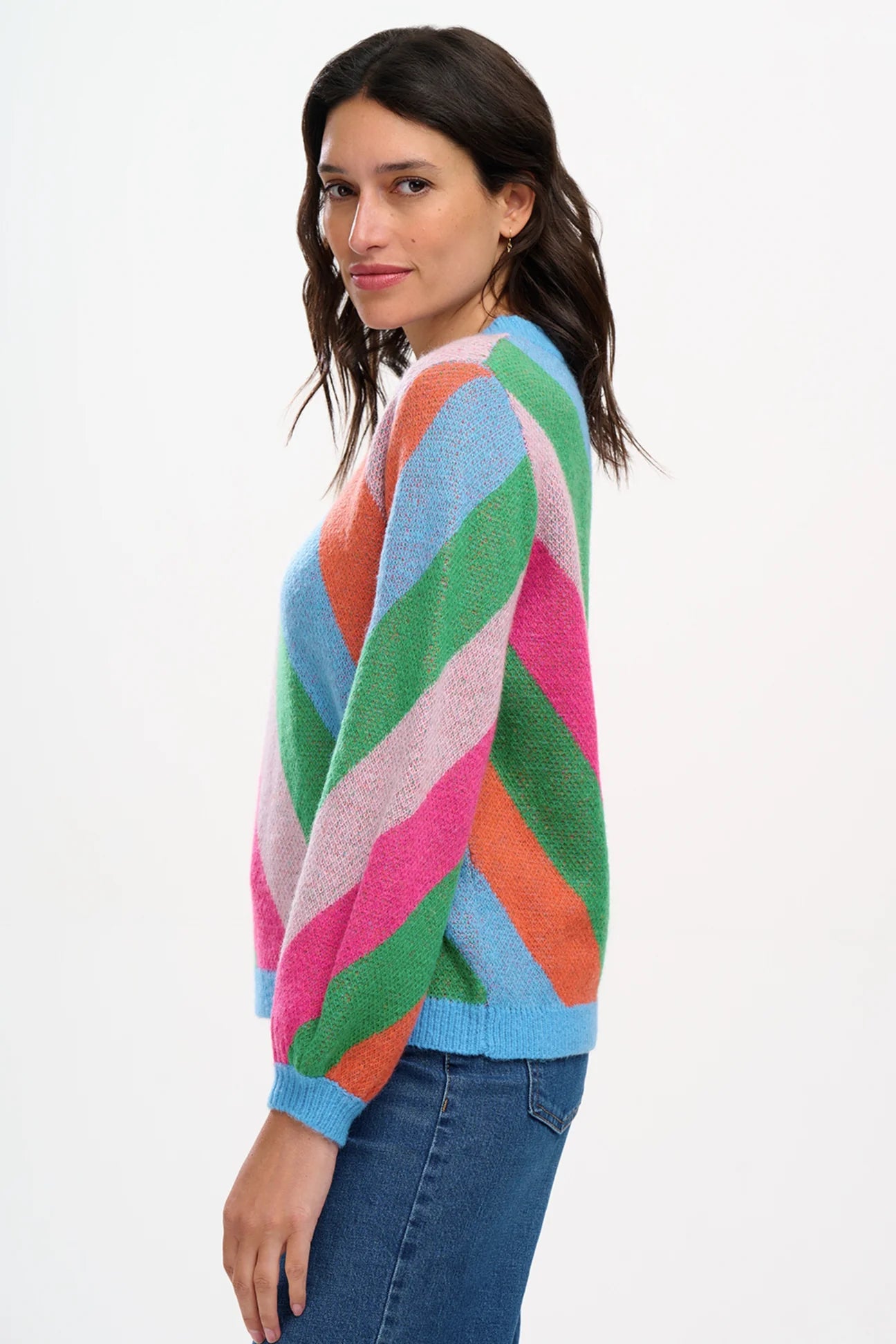 Sugarhill Brighton Essie Diagonal Stripes Jumper In Multi