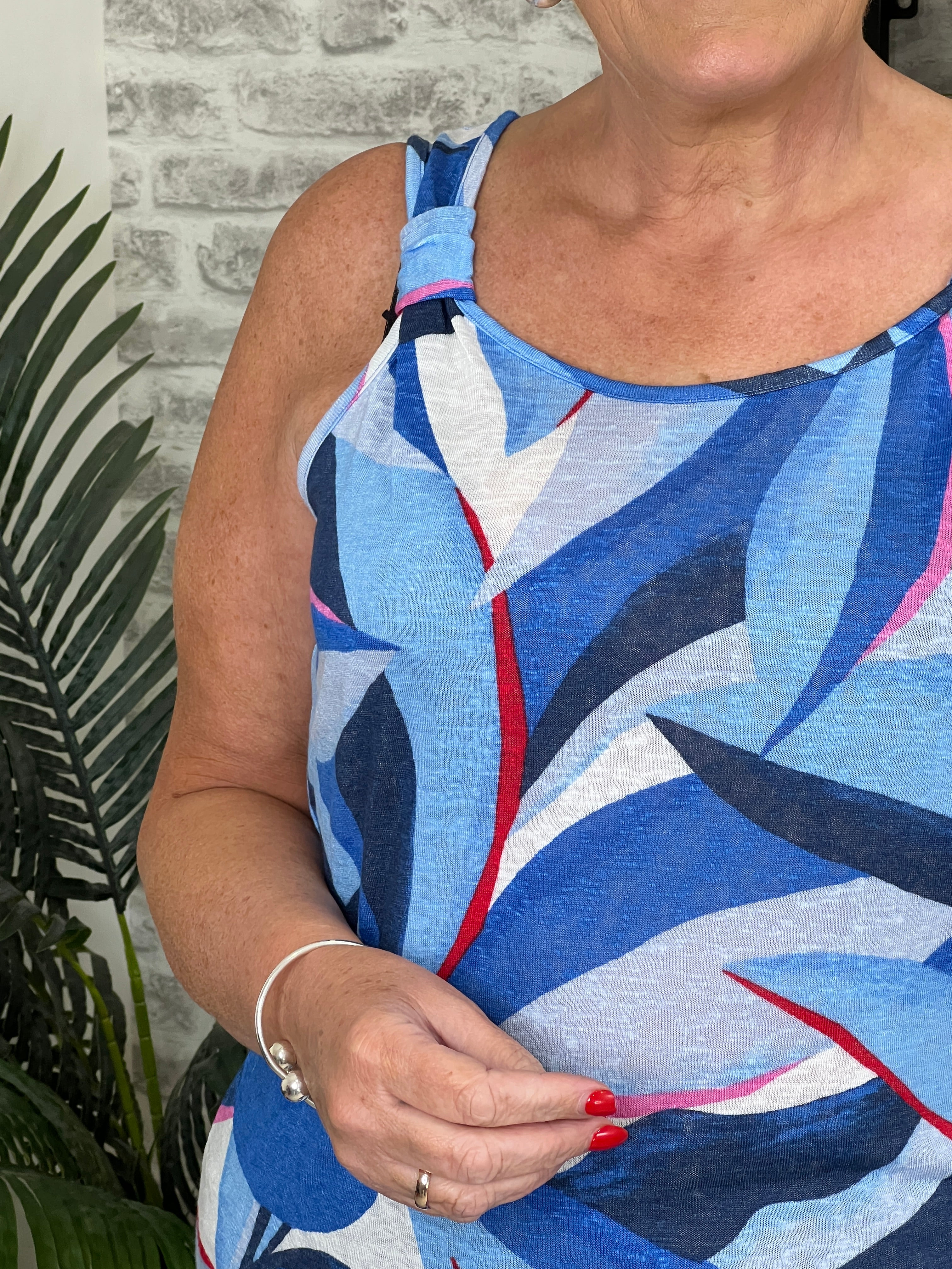 Cecil Print Summer Knit Top In Urban Navy