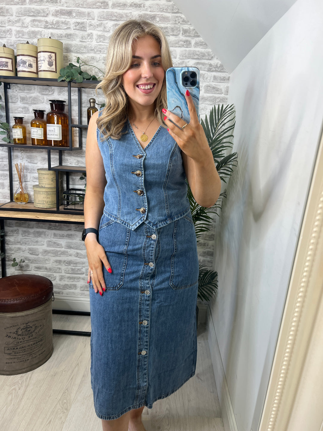 FRNCH Catty Blue Jean Skirt