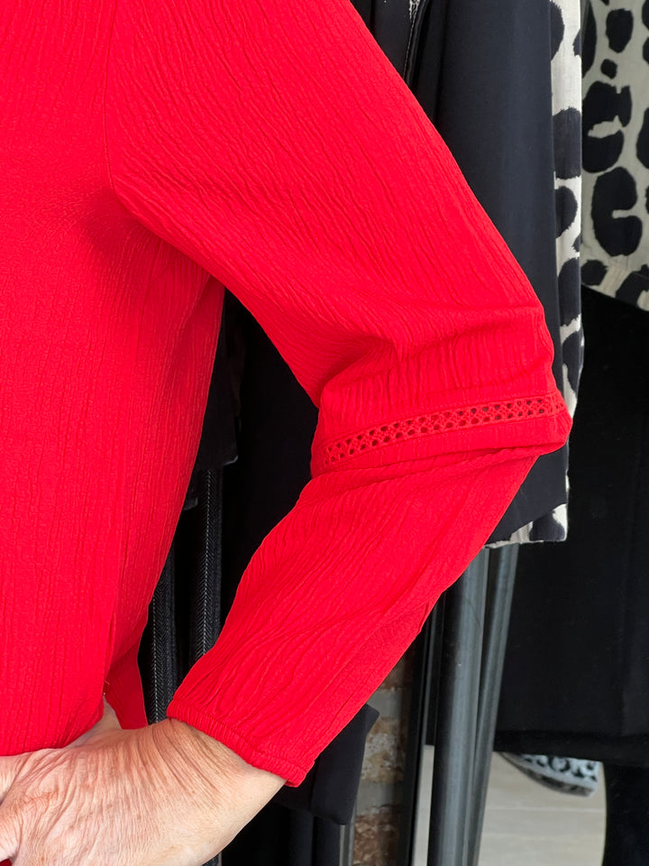 Street One Tie Blouse In Racing Red