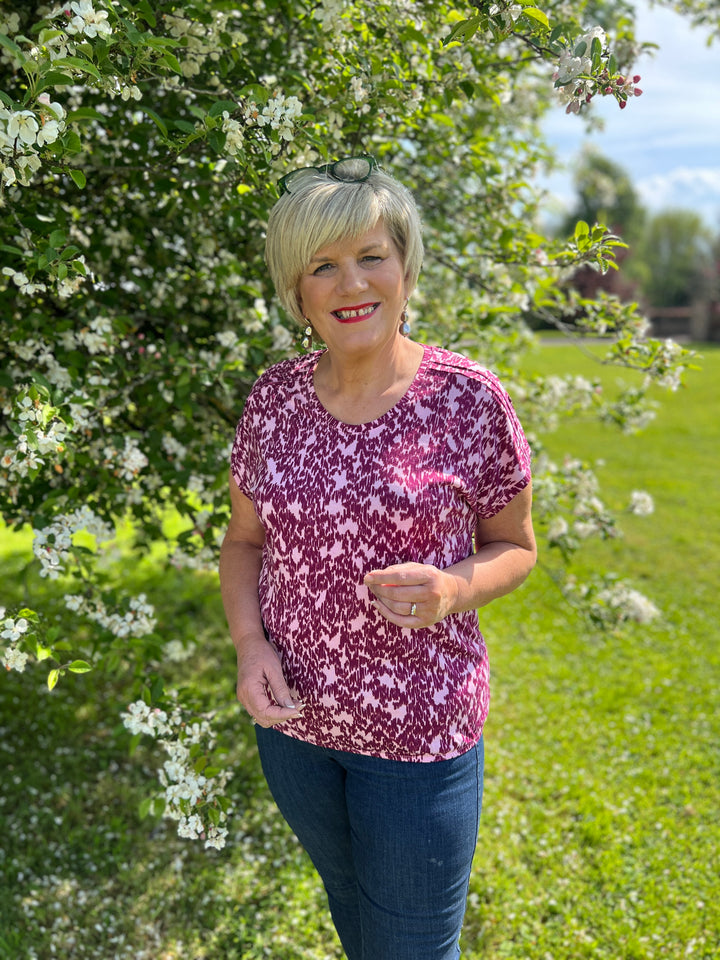 Cecil Minimal Print T-Shirt In Cherry Blossom Pink