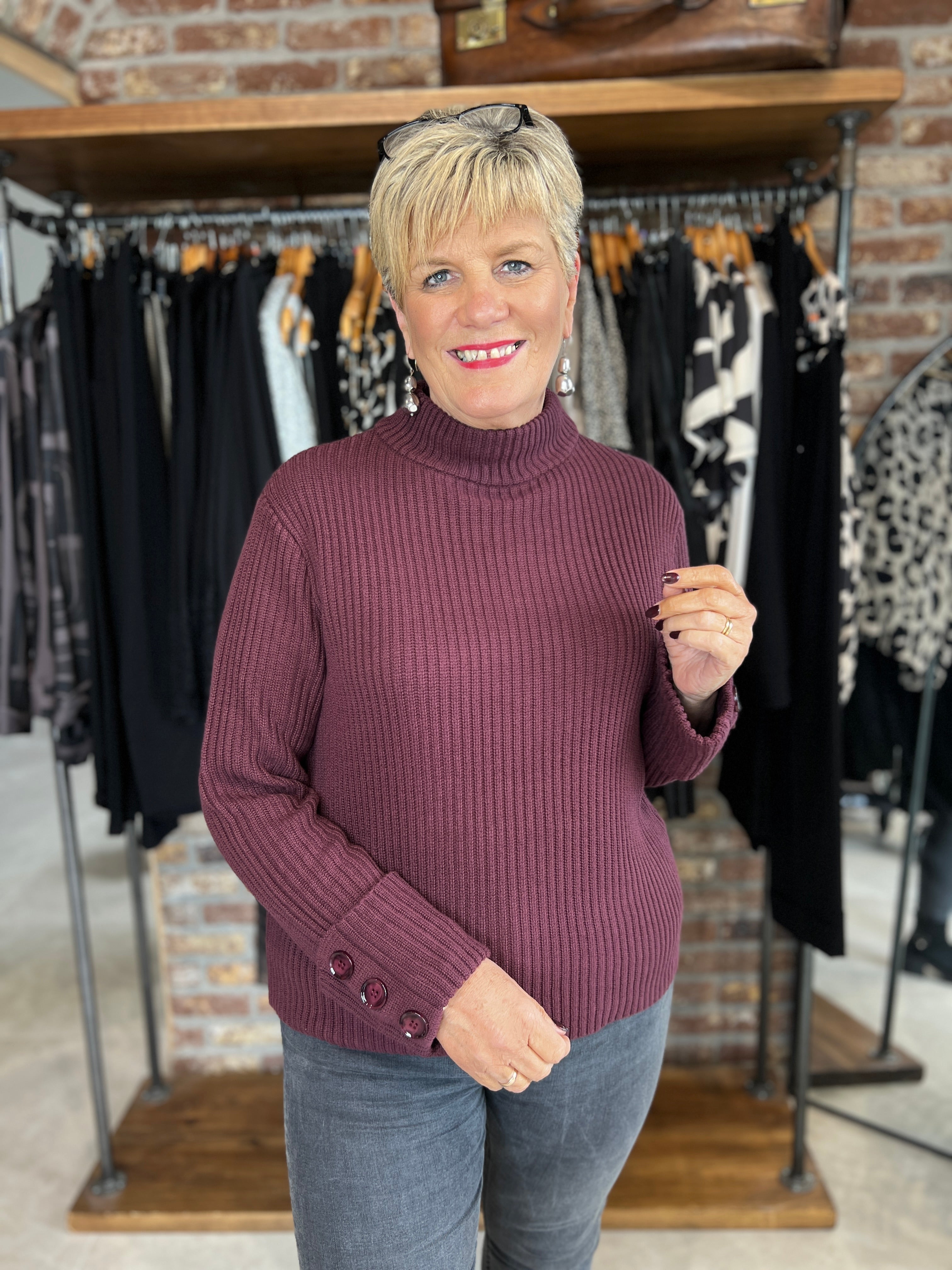 Monari Knitted Pullover In Bordeaux