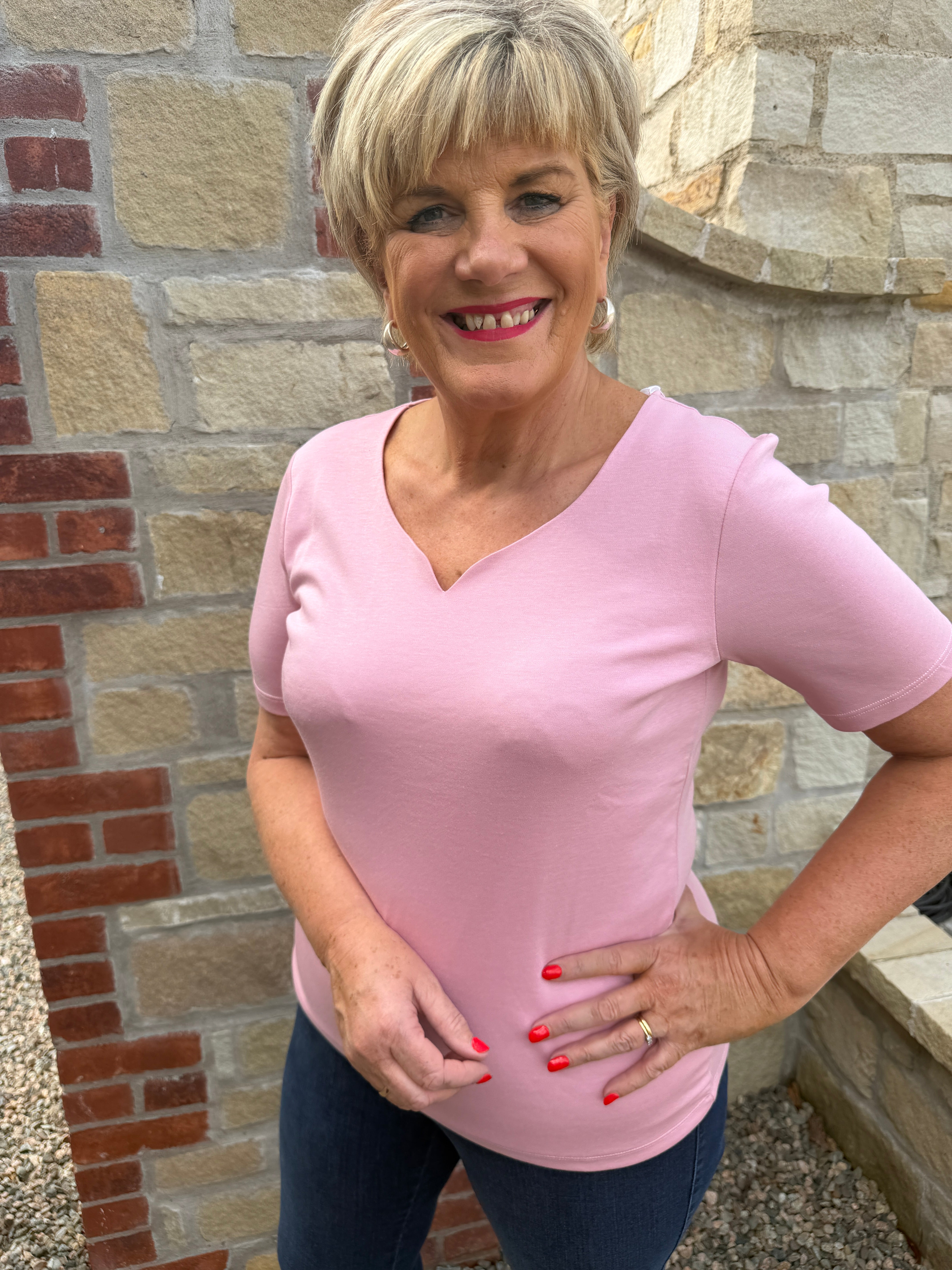 Street One Heart Neckline with short sleeves in Vintage Blush