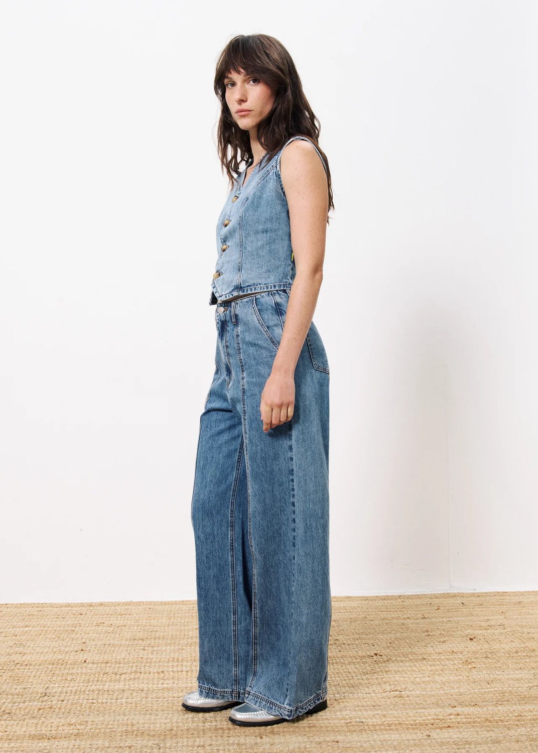FRNCH Carima Waistcoat In Denim