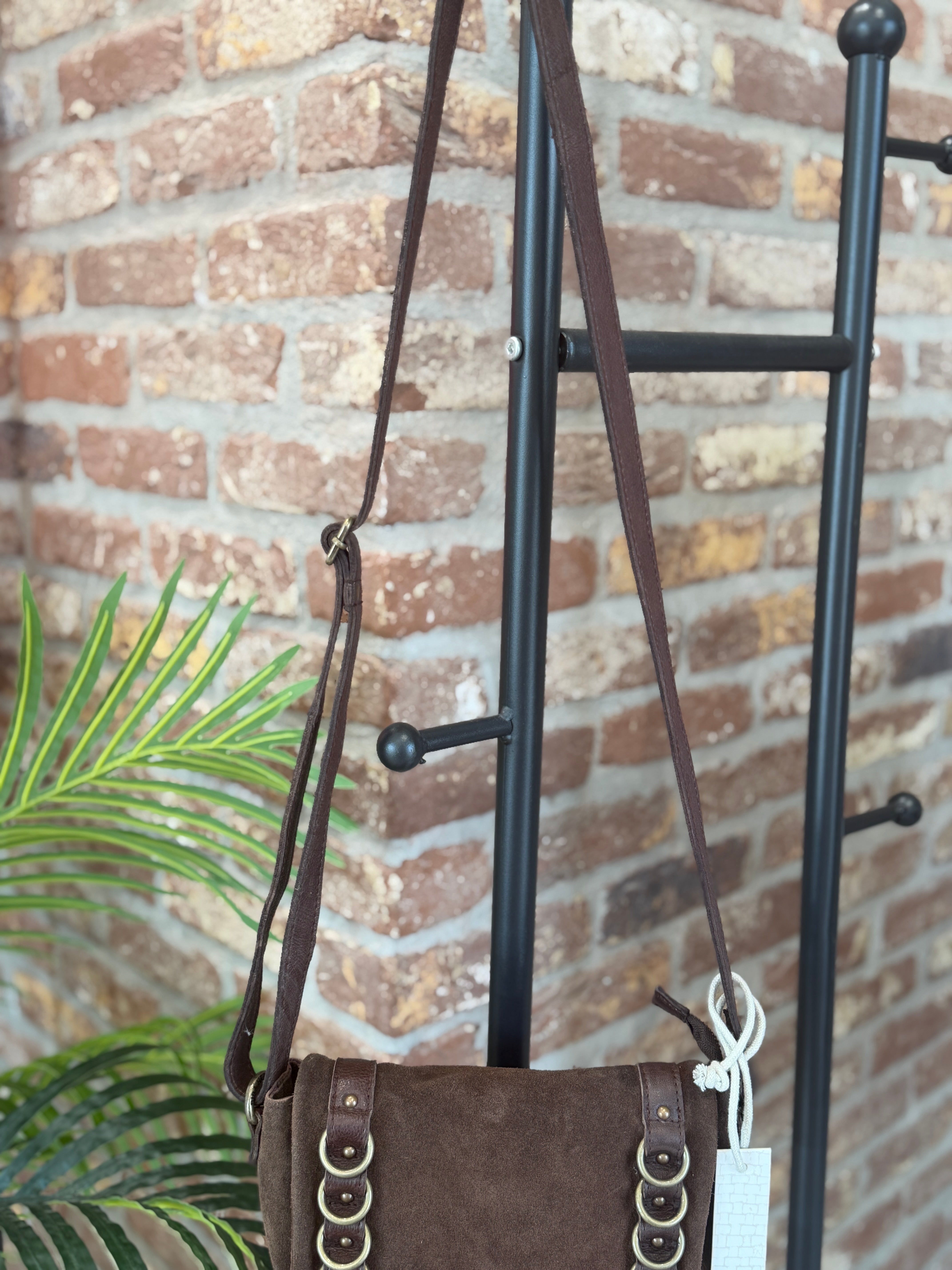 BIBA leather Ruggles Crossbody bag in Dark Brown