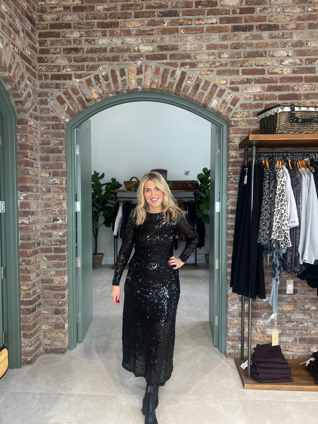 Saint Tropez Sparkle Long Dress In Black