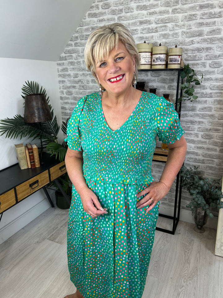 Sugarhill Brighton Bettina Rainbow Dress In Green
