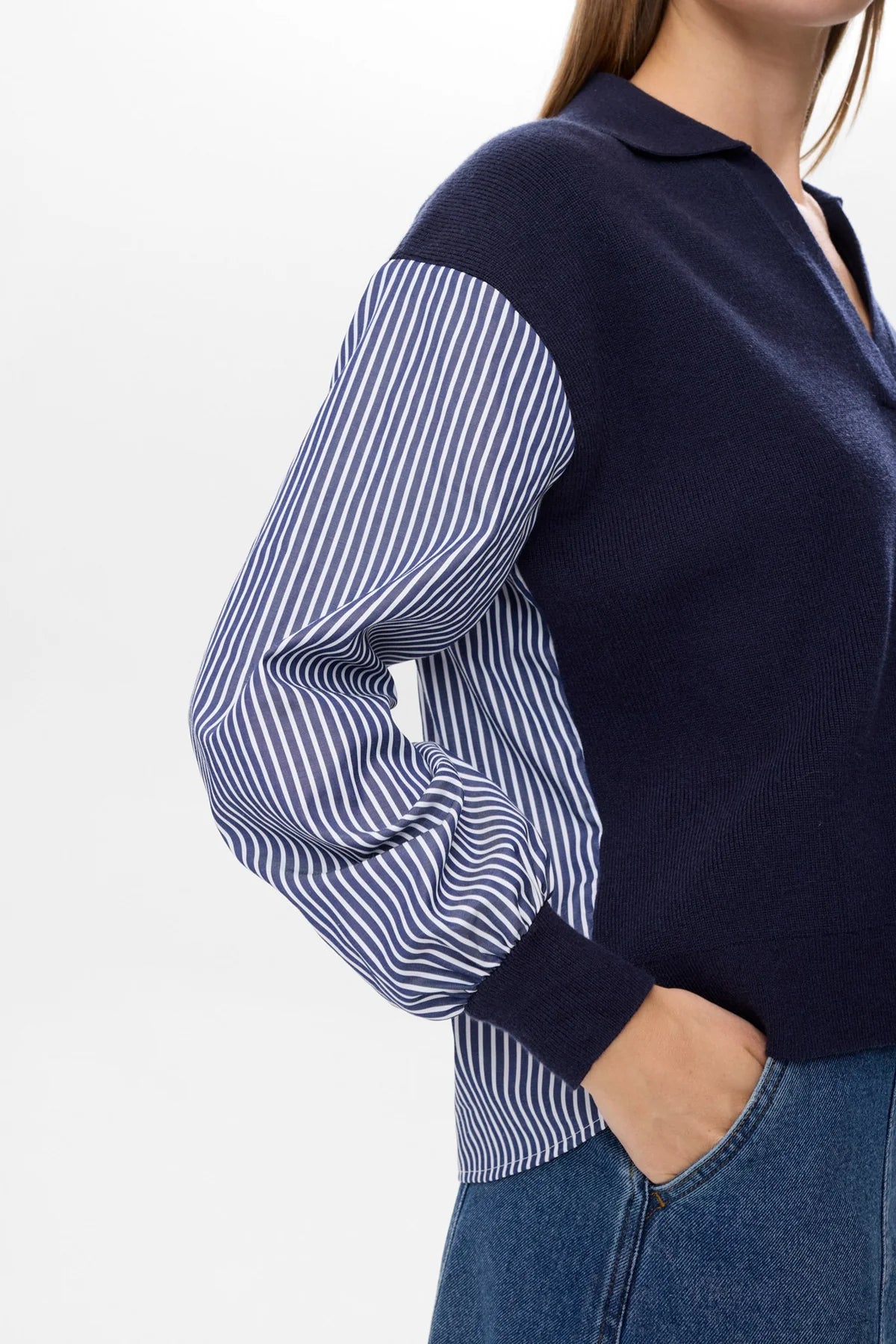 Nümph Numarsy Striped Pullover In Dark Sapphire