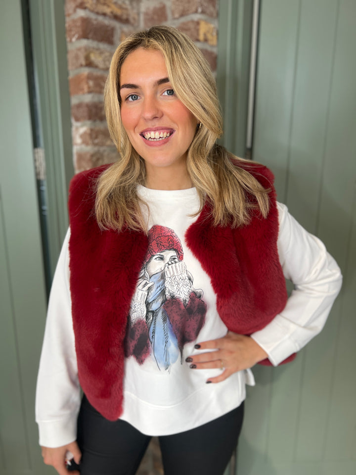 Milano Italy Faux Fur Vest In Vino