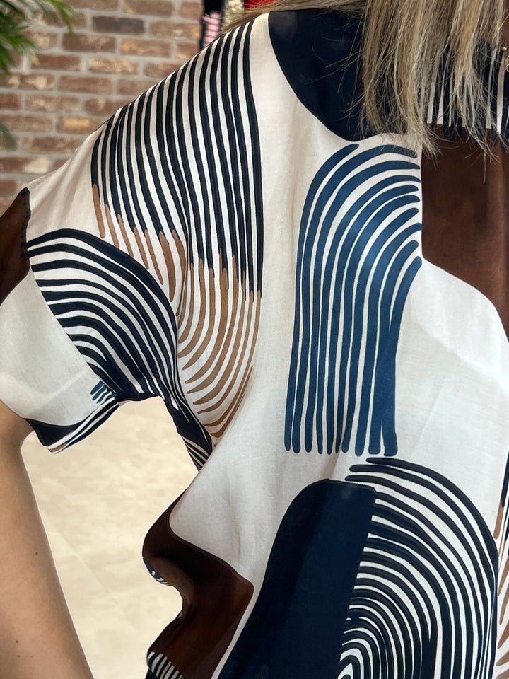 Deck By Decollage Printed Blouse In Brown