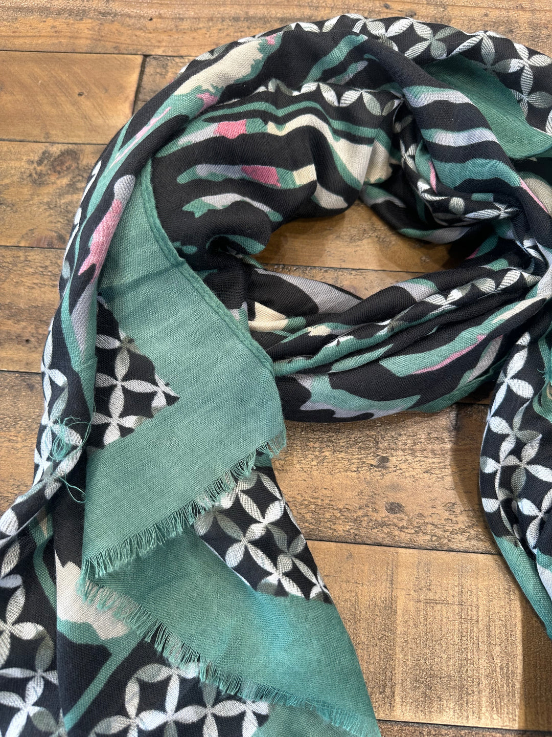 Amelia Zebra Print Scarf In Green