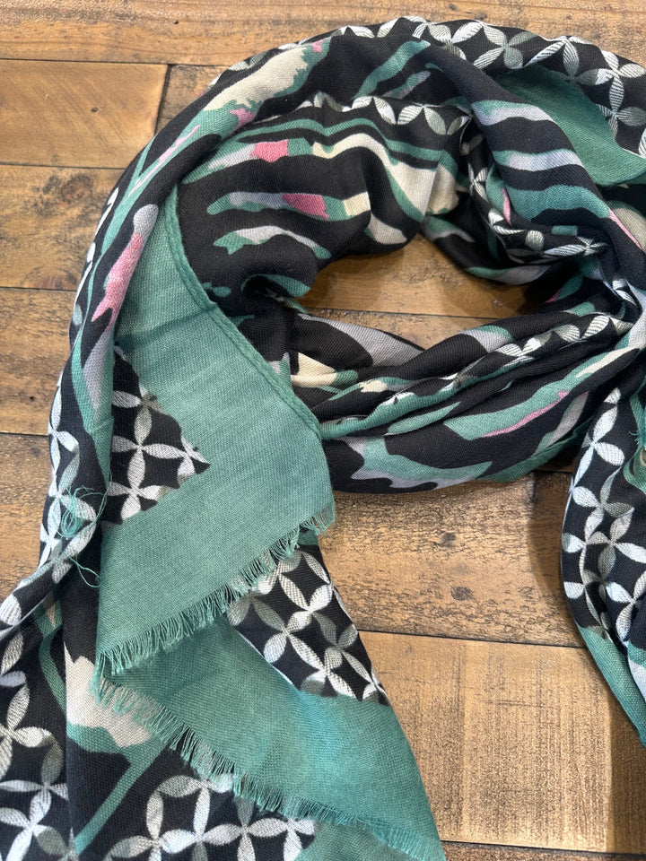 Amelia Zebra Print Scarf In Green