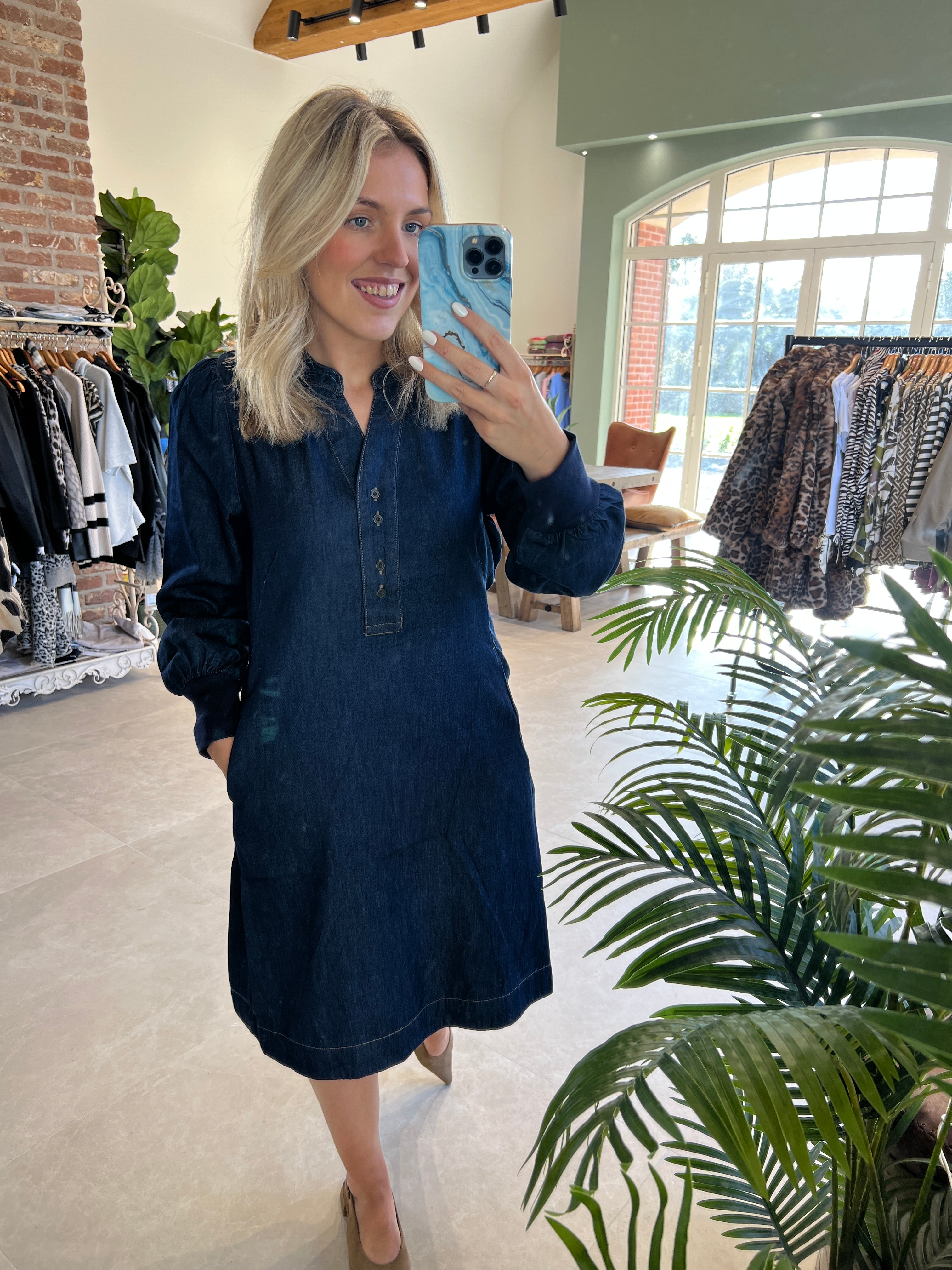 Culture Cuhilka Denim Dress In Rinse Wash