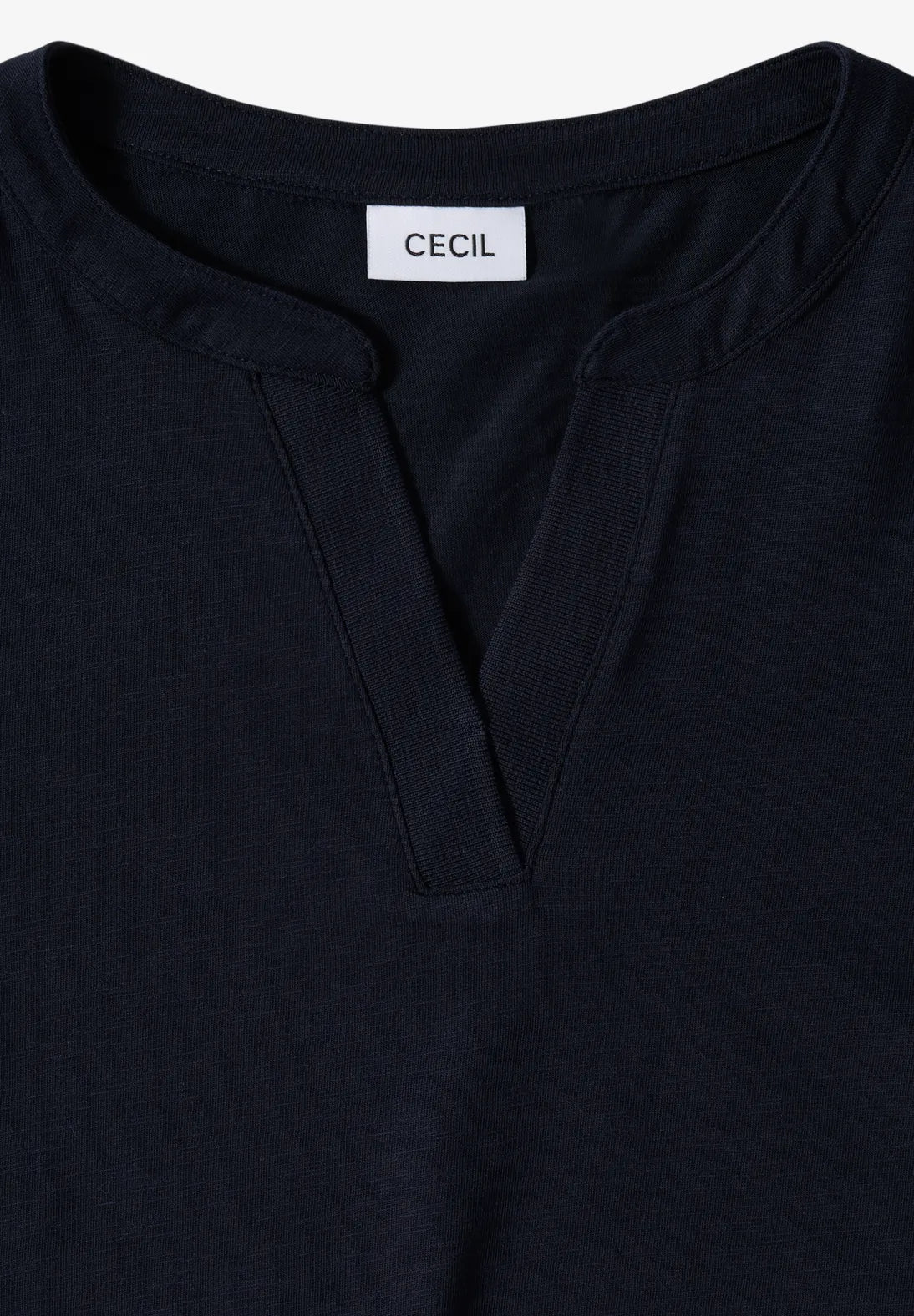 Cecil Split Neck Top In Navy