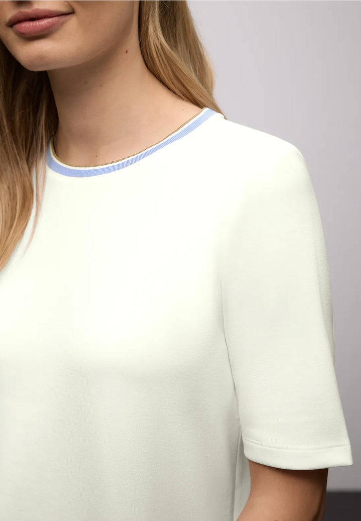 Street One T-shirt With Stripe In Off White