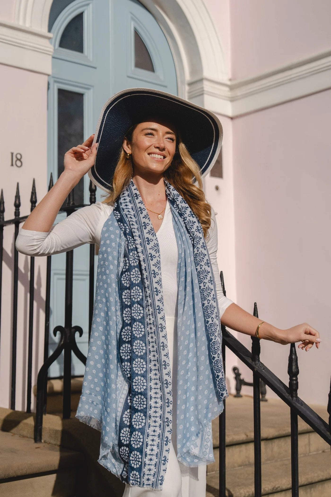 Pipa Patterned Scarf In Denim Multi