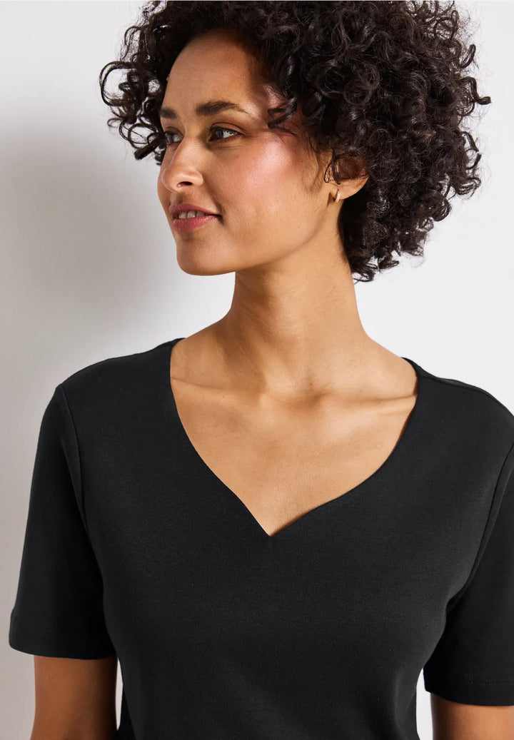Street One Heart Neckline Top In Black