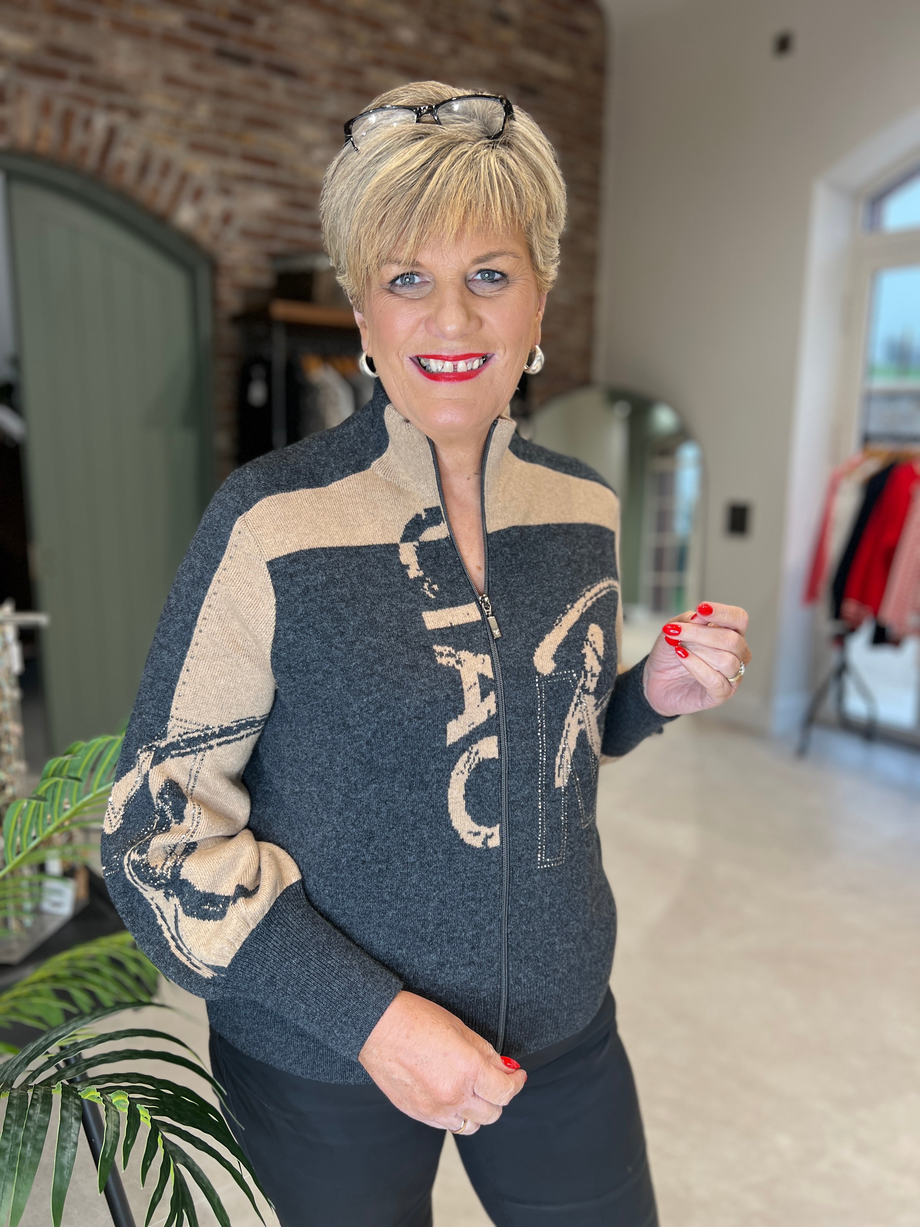 Monari Jacket In Cognac Pattern