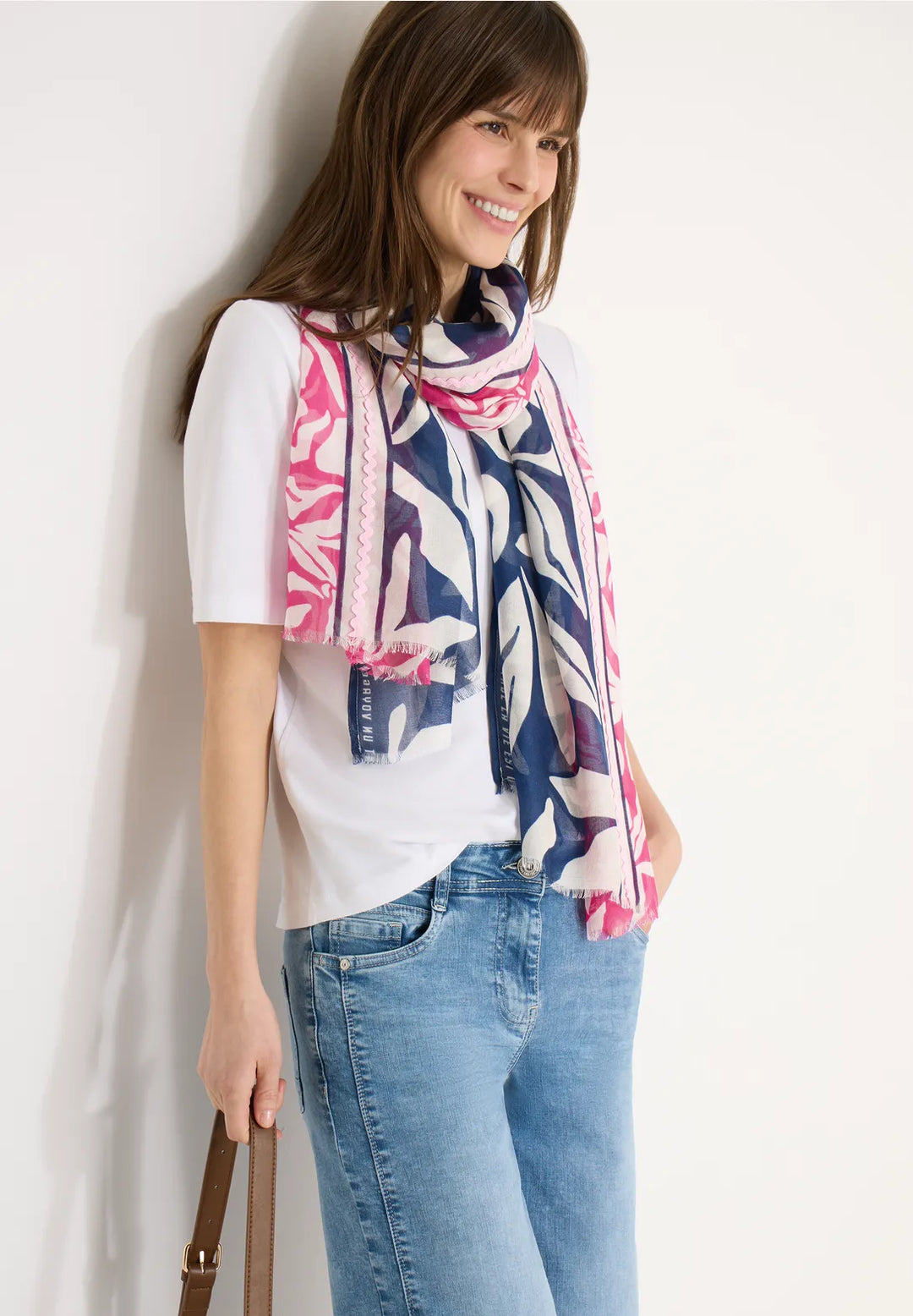 Cecil Multi Scarf With Tape In sporty denim