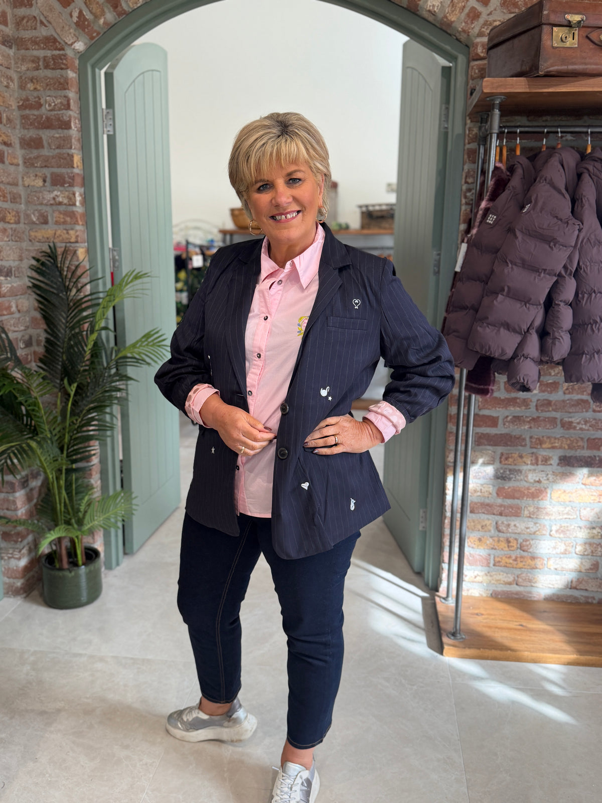Nulouise oversized embroidery blazer in salute