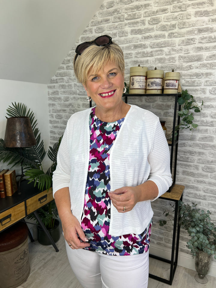 Cecil Ajour Look Cardigan In Vanilla White