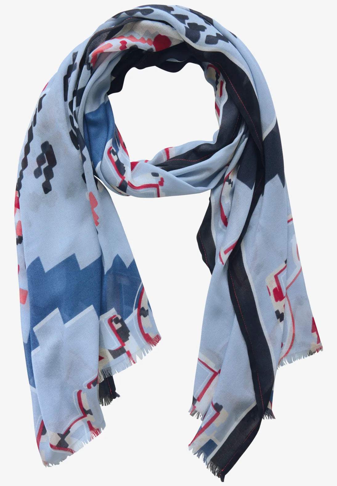 Cecil Printed Scarf In Fres Light Blue