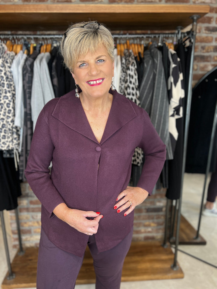 Deck By Decollage Cardigan In Mulberry