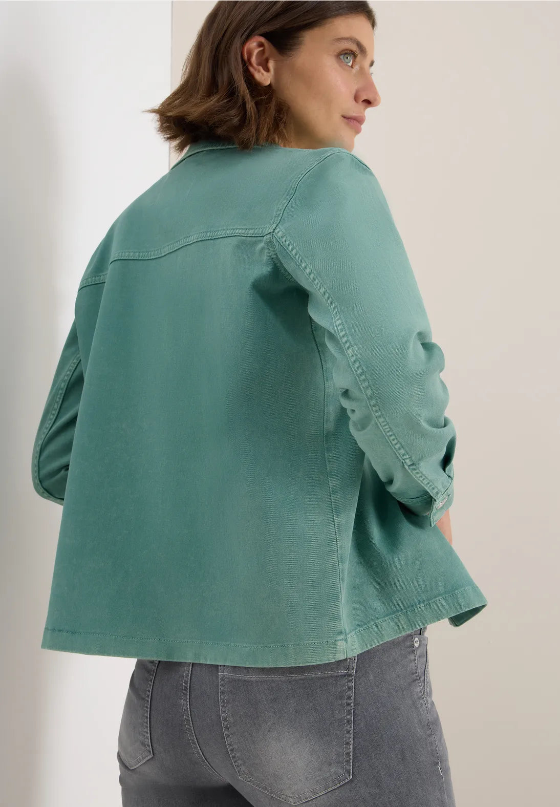 Cecil Coloured Denim Over shirt In Jewel Green