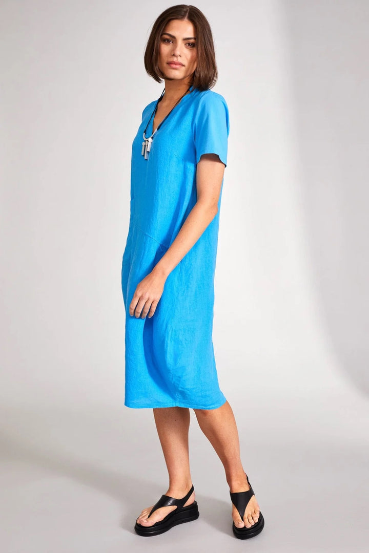 Peruzzi Asymmetric Pocket Dress In Aqua