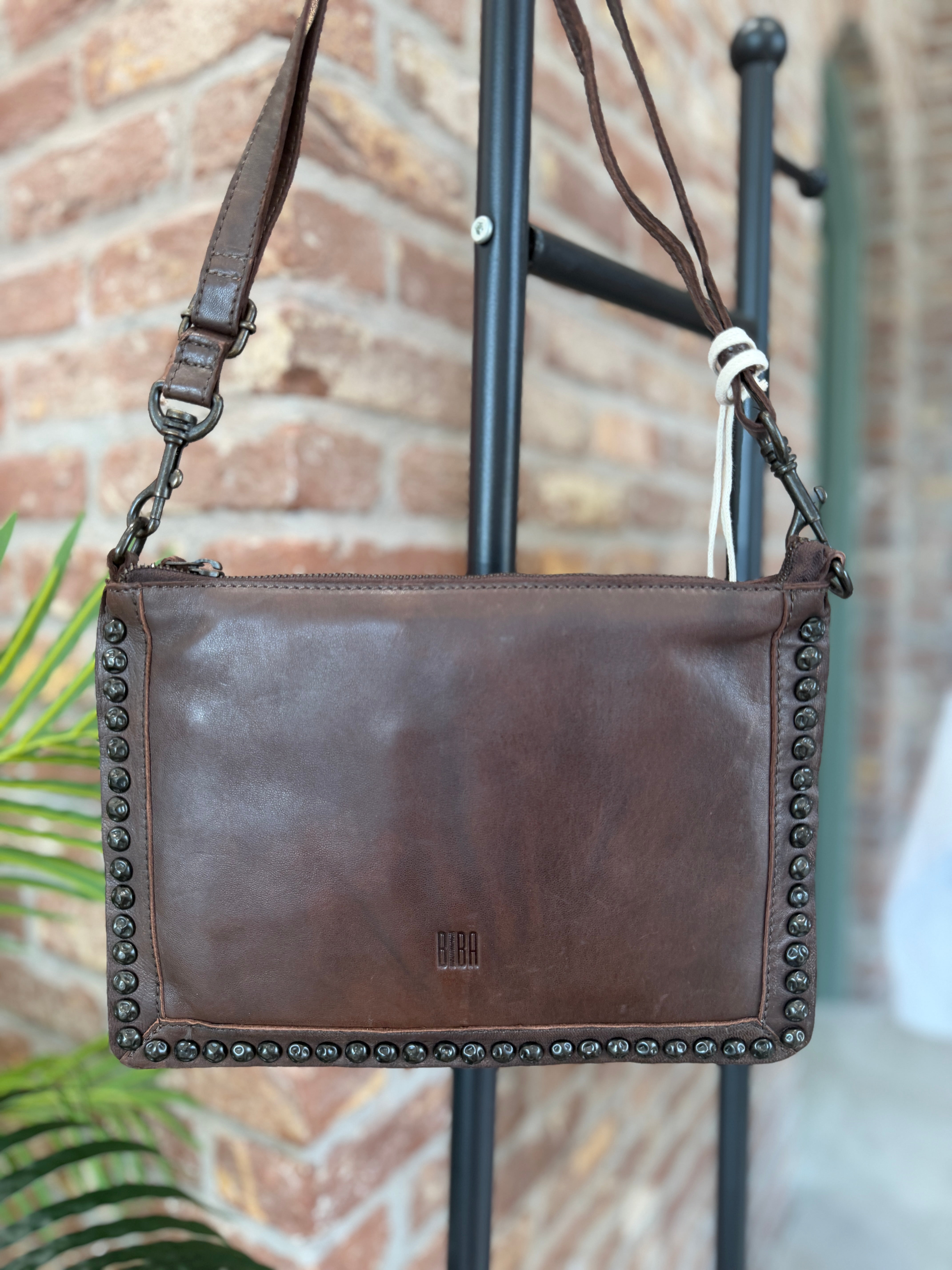 BIBA leather Portland Crossbody bag in Dark Brown