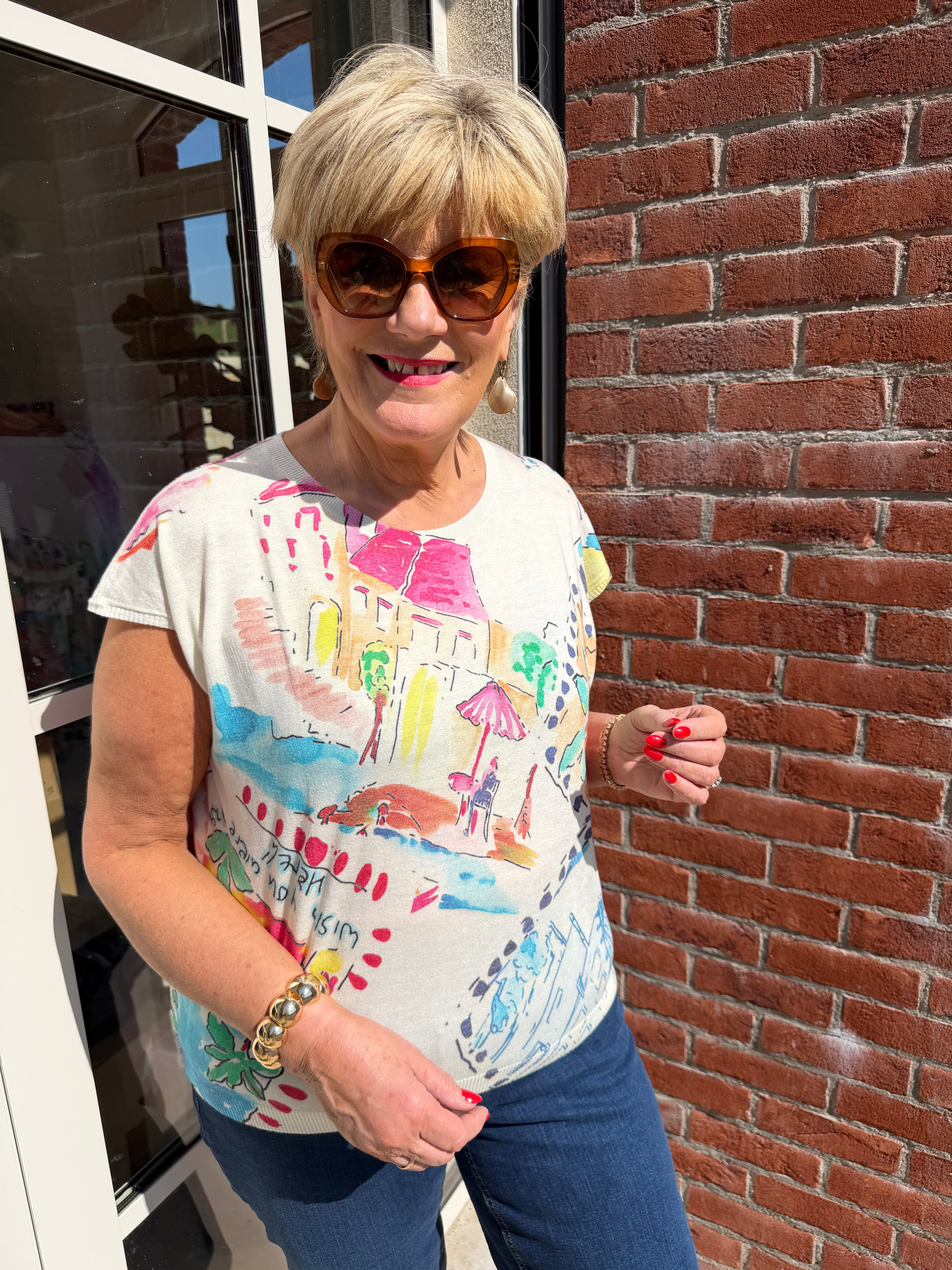 Milano Italy Patterned Sweatshirt In Light blue