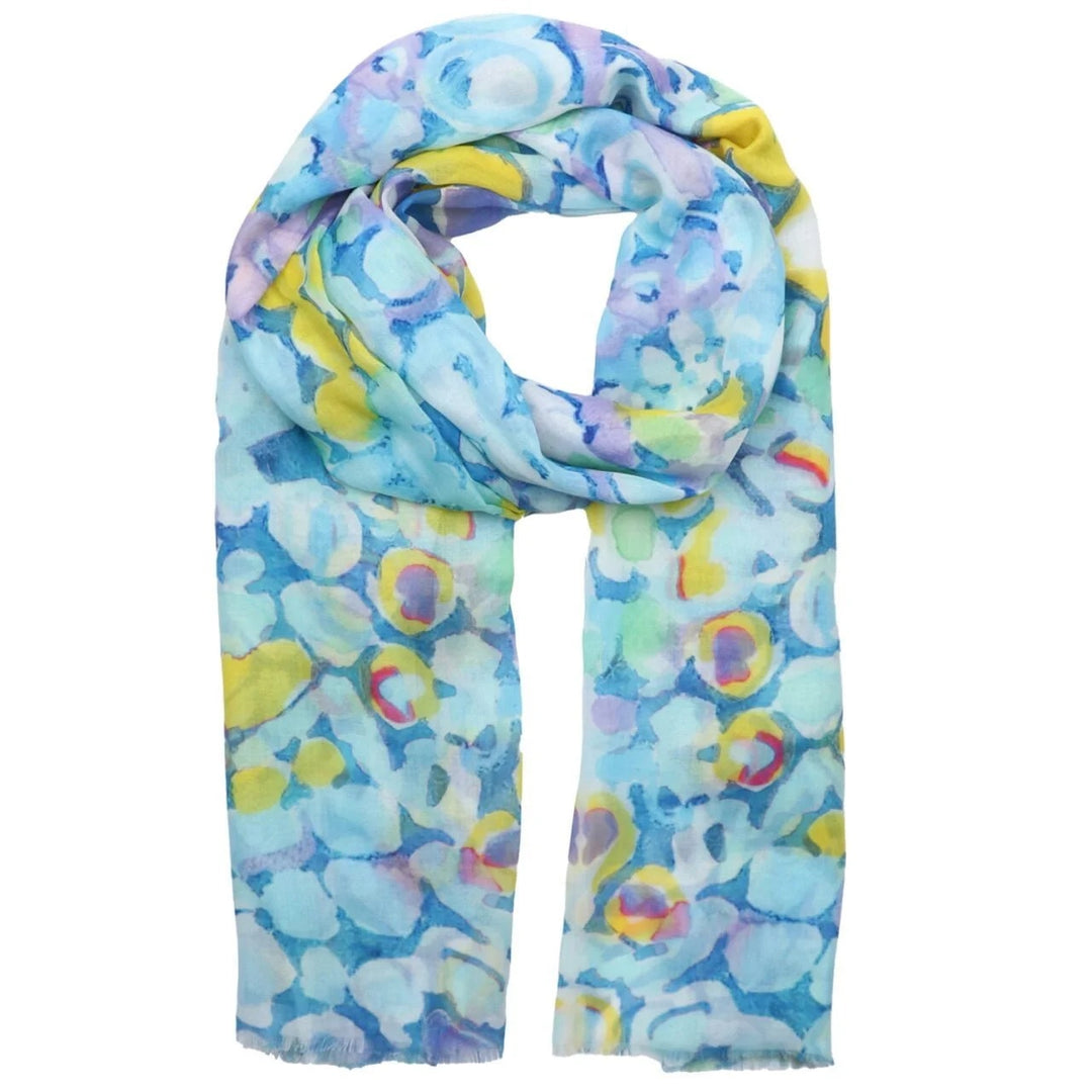 Polly Watercolour Drops Scarf In Blue