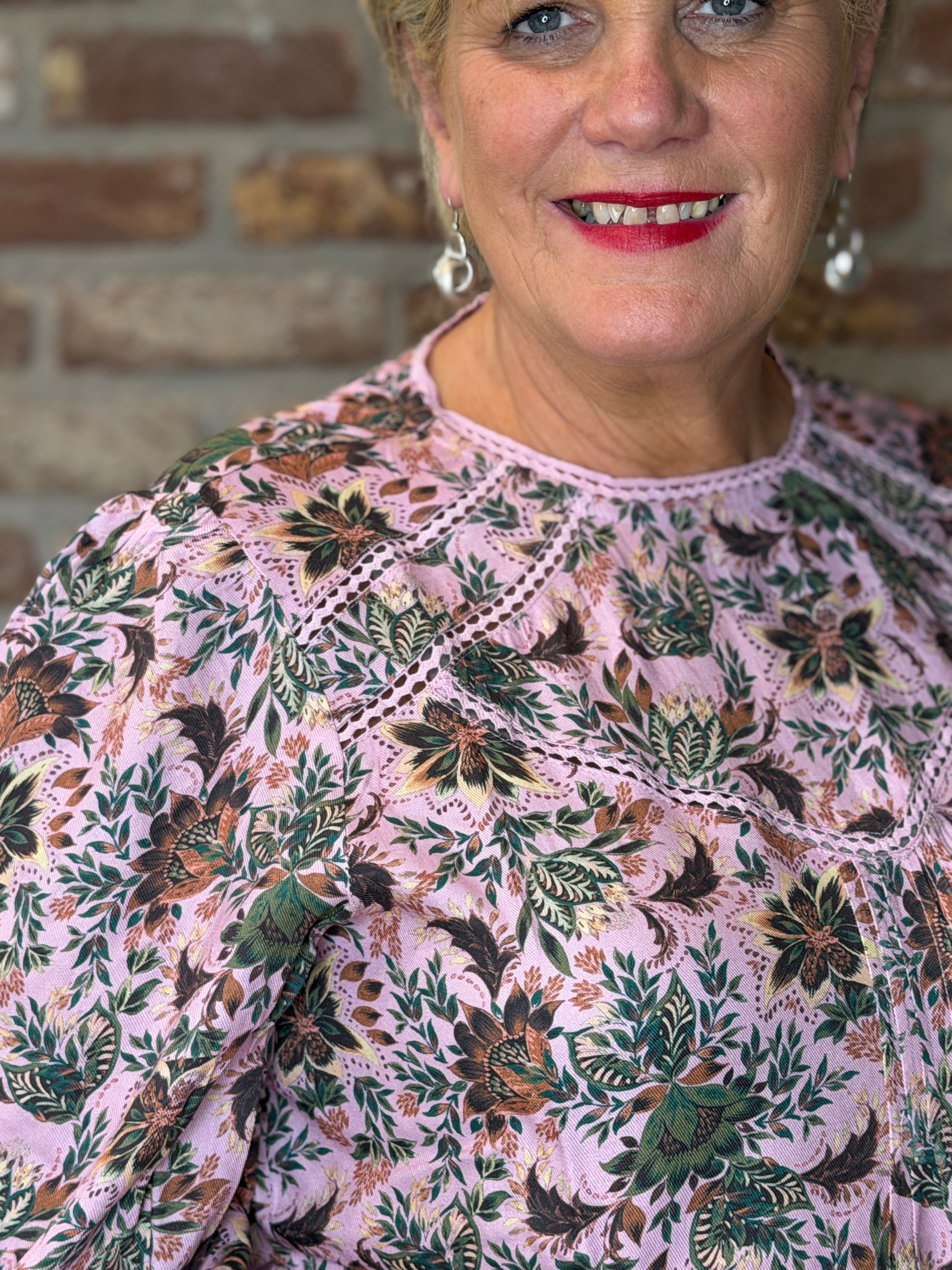 Bloom print blouse in pink multi