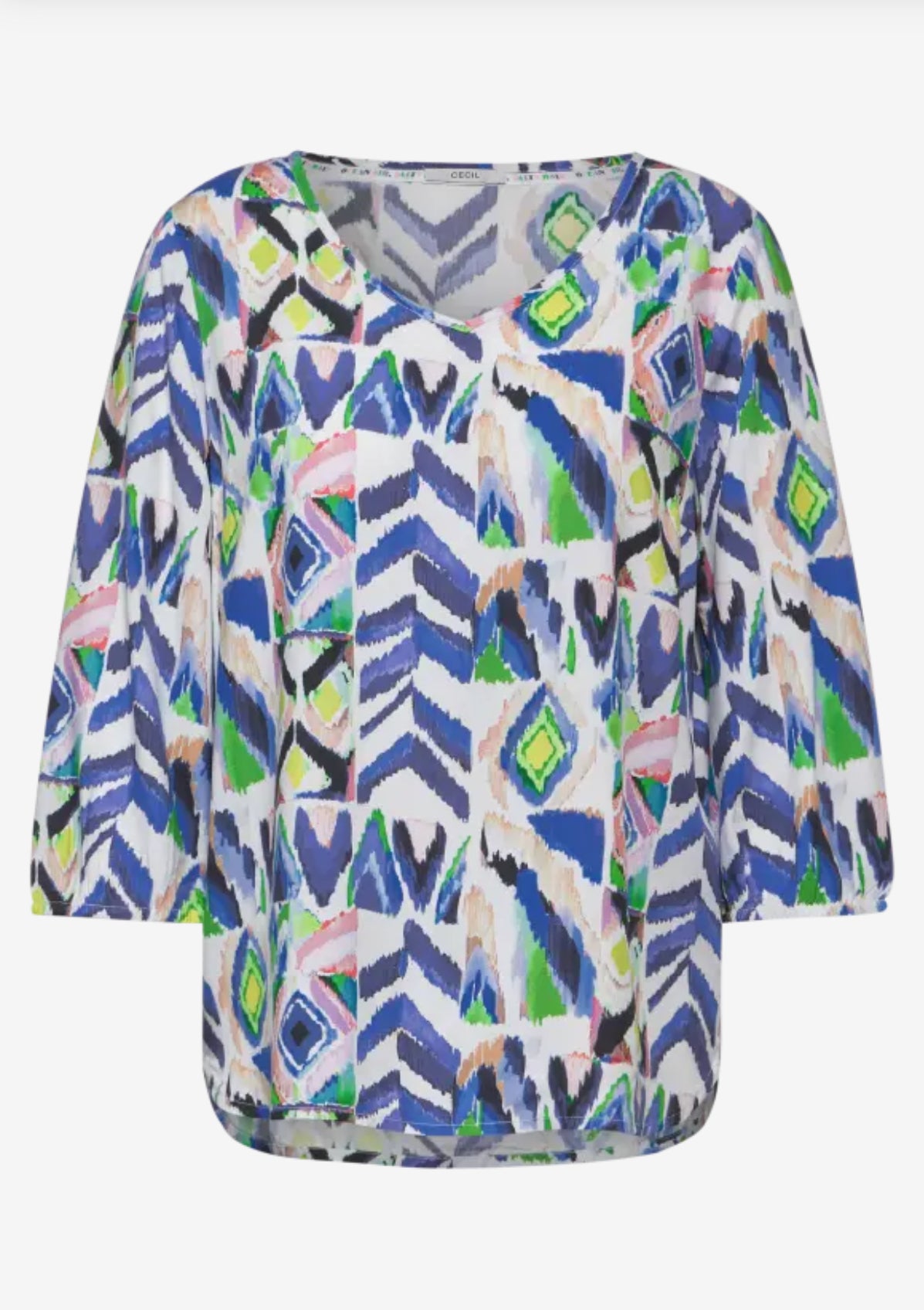 Cecil Multicoloured Print Blouse In Vanilla White