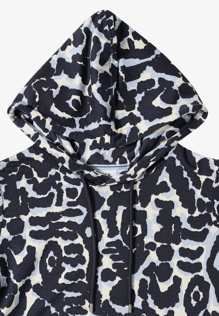 Cecil Patterned Hoodie In Urban Dark Blue