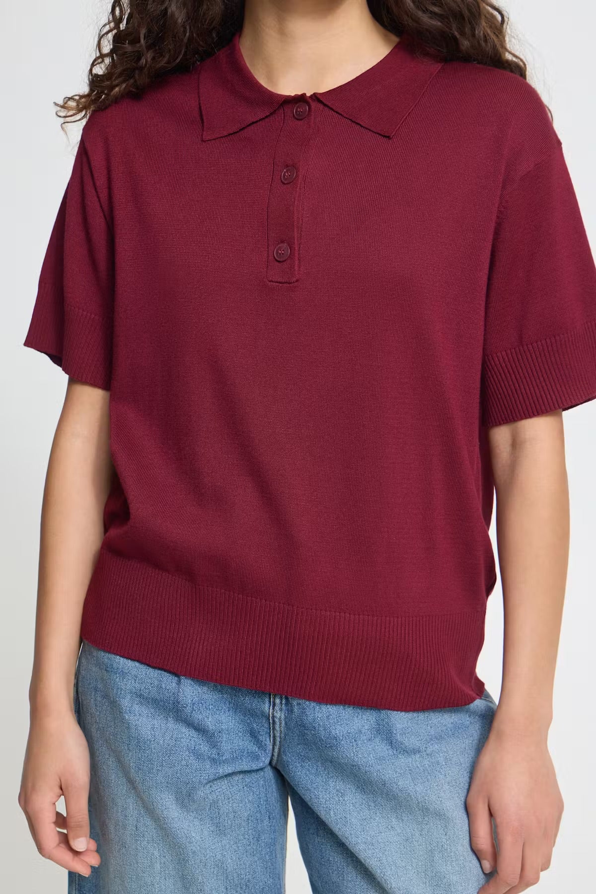 Ichi fine polo pullover In Rhodondendron