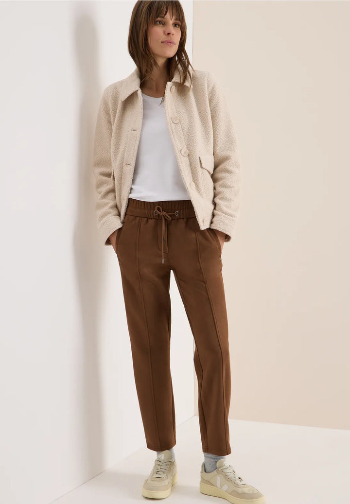 Cecil Tracey Suede Trousers In Mocha Carmel
