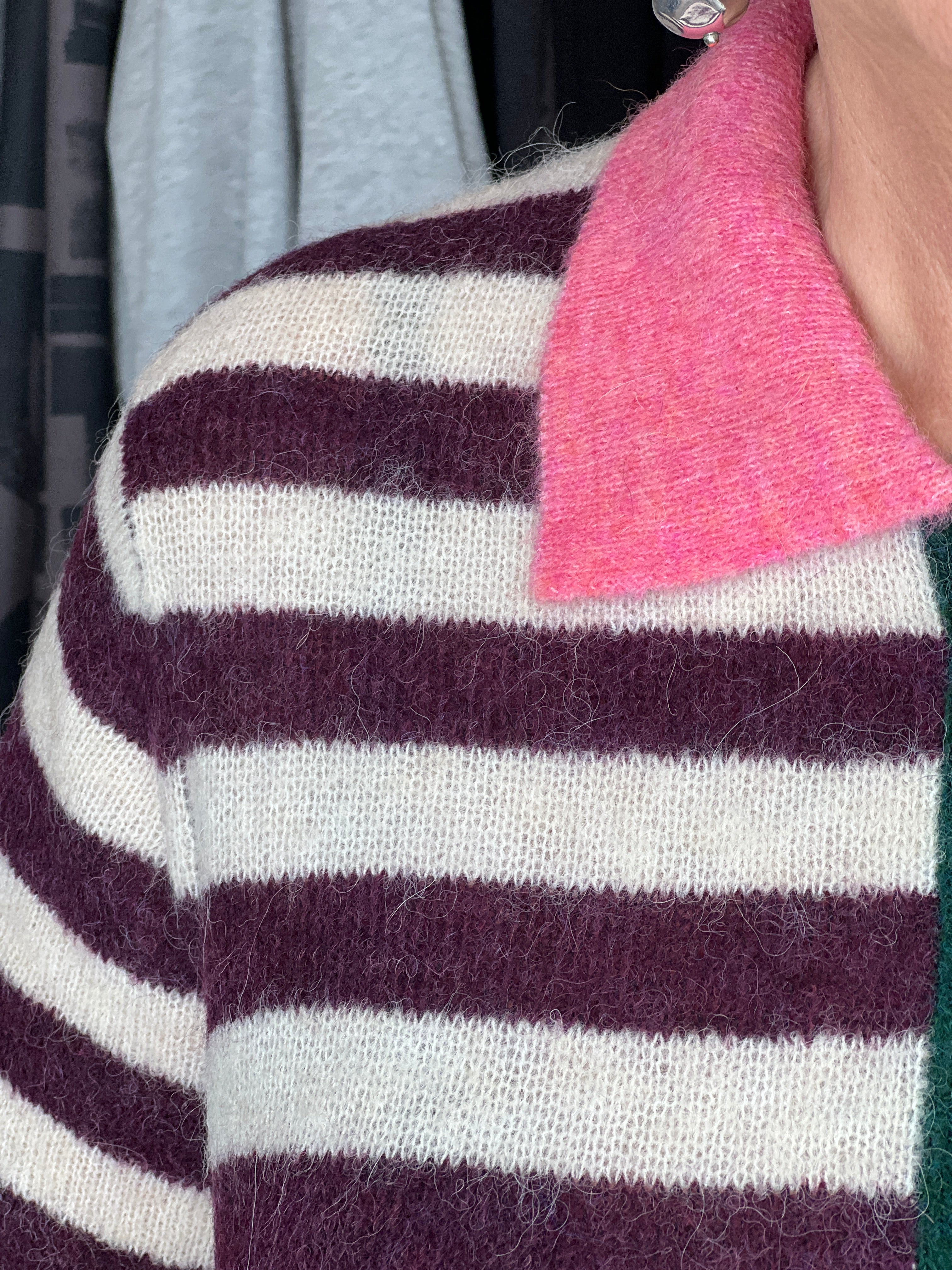 Nümph Niciara Striped Pullover In Wine