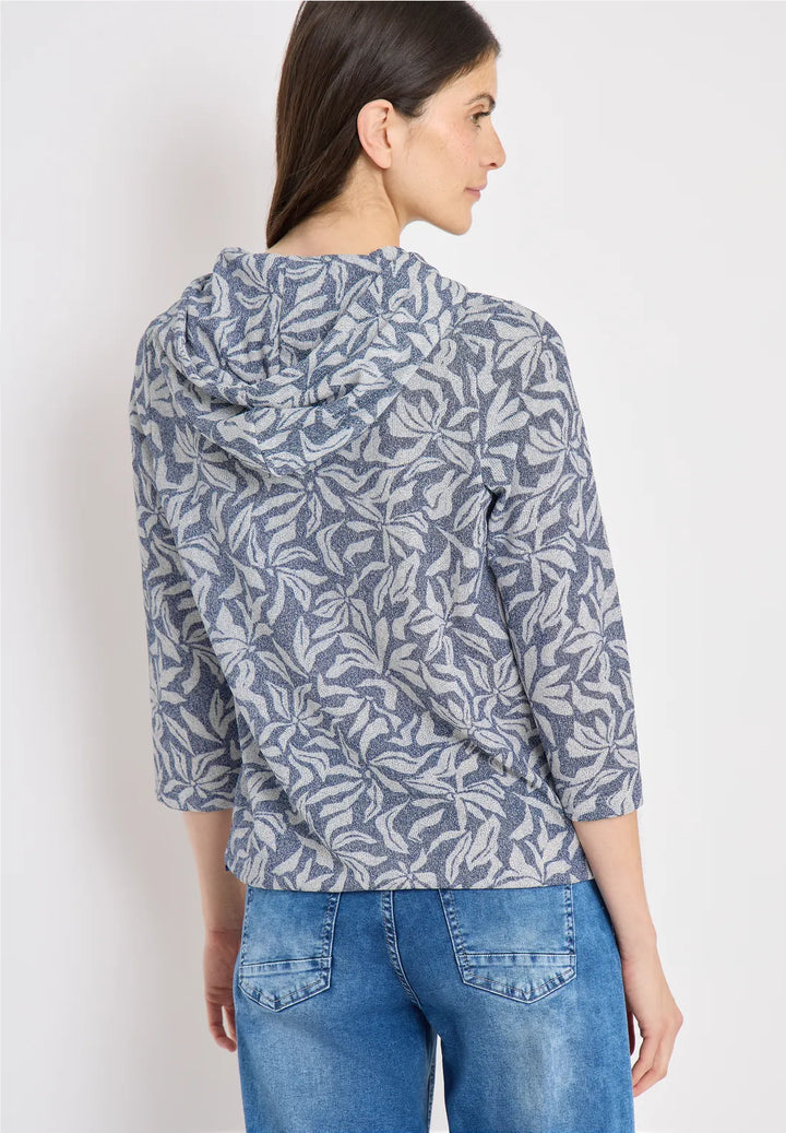 Cecil floral print hoodie In sporty denim
