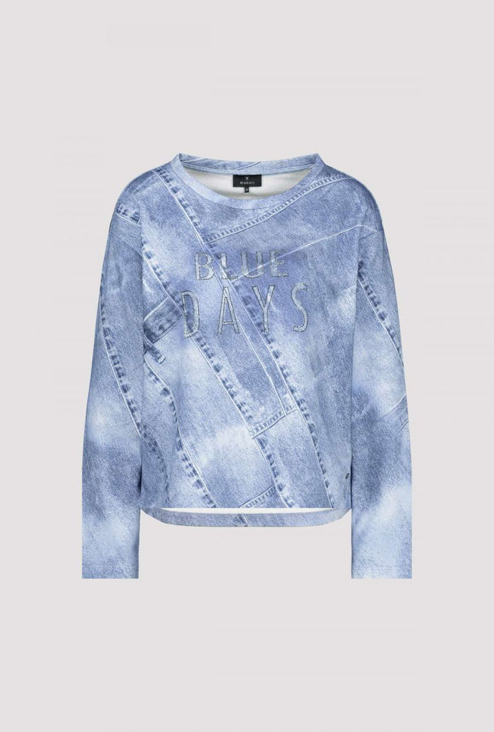 Monari Denim Print Sweatshirt In Blue