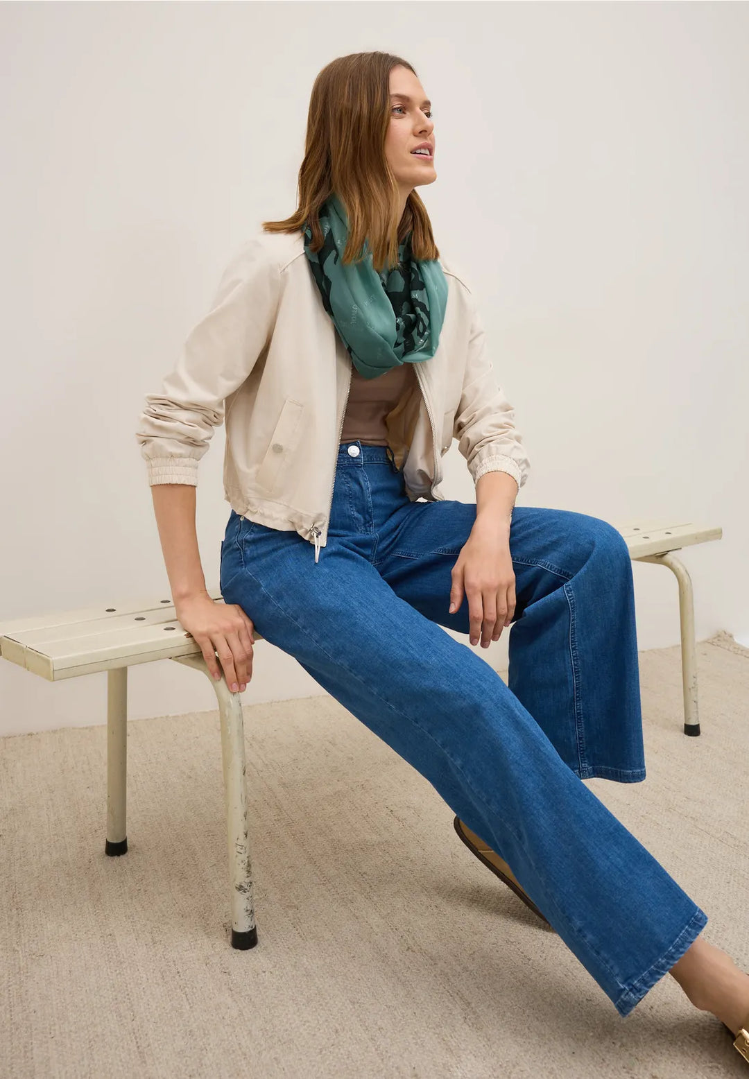 Cecil Foil Snood In Ink Green