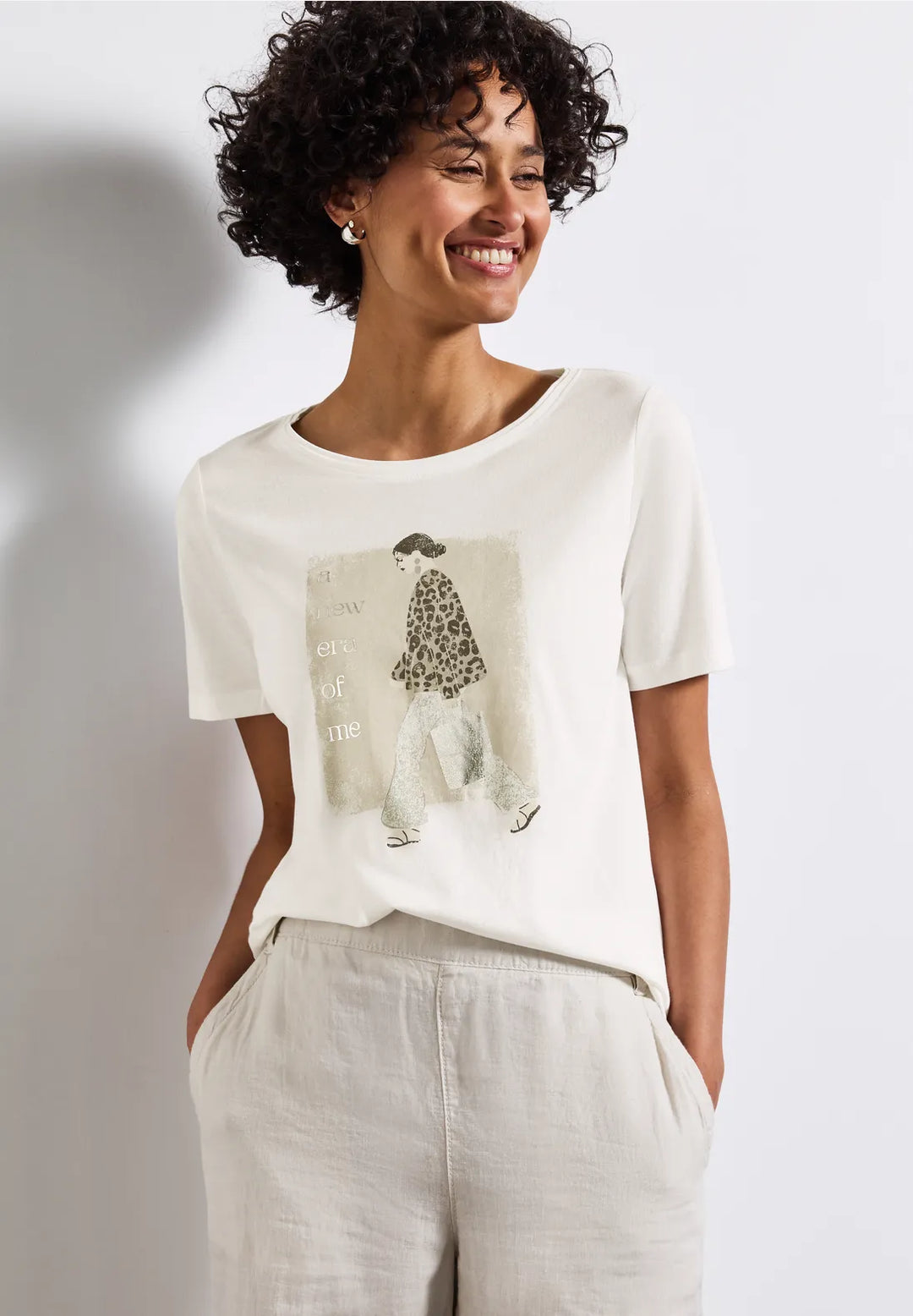 Street One Lady Print t-shirt In off white