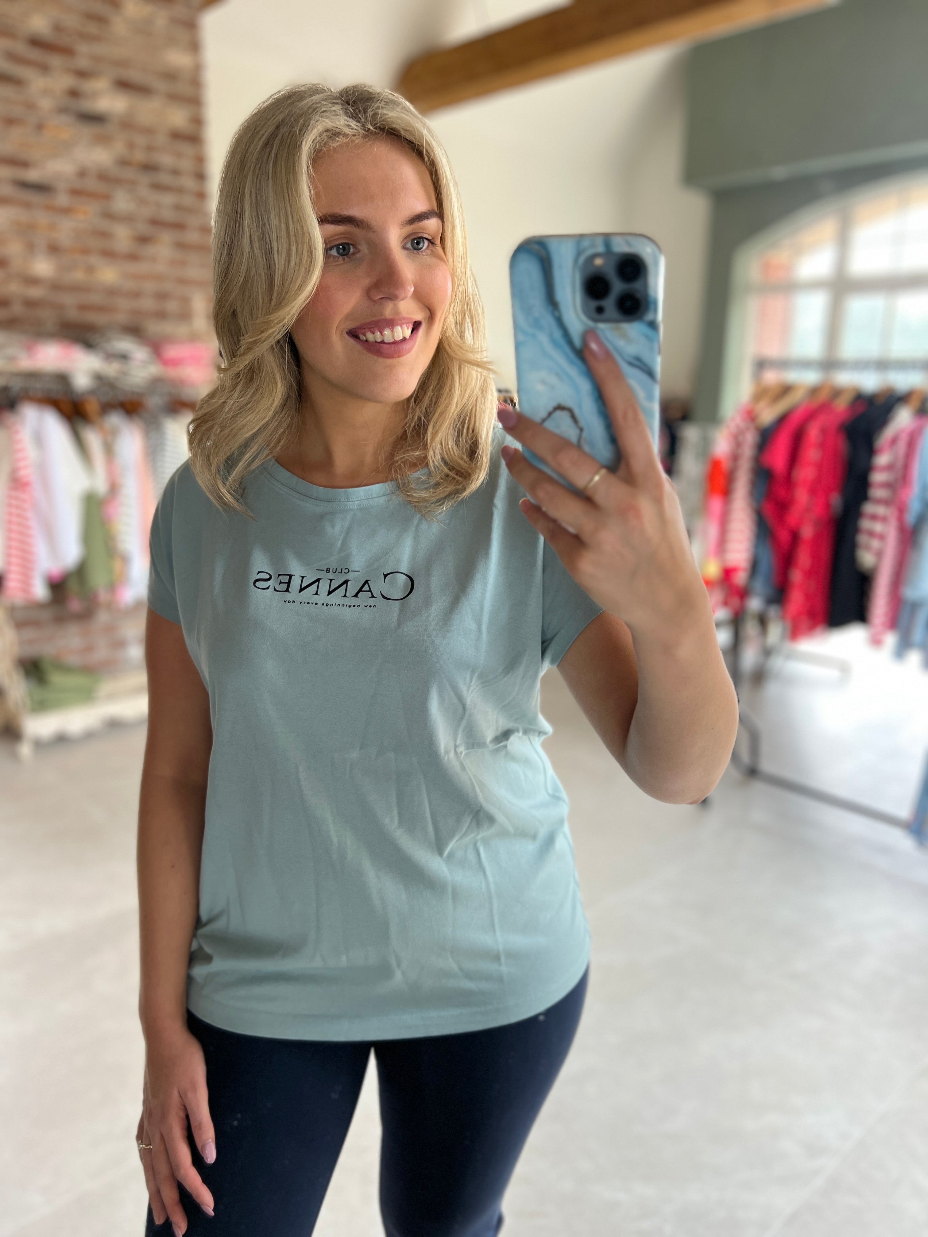 Street One Wording T-shirt In Arona Blue