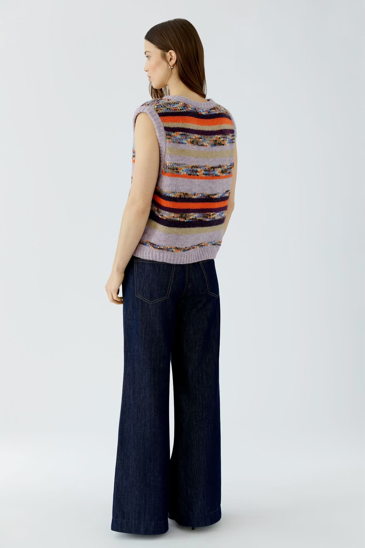 Oui Pullover Vest In Lilac Camel